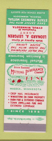 Matchbook Cover - Leonard Leifgren Insurance State Farmers Cyrus MN