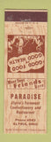 Matchbook Cover - Paradise Restaurant Elyria OH low phone #