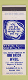 Matchbook Cover - Big Brick Warehouse Tobacco Goldsboro NC low phone #