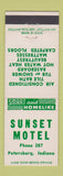 Matchbook Cover - Sunset Motel Petersburg IN low phone #