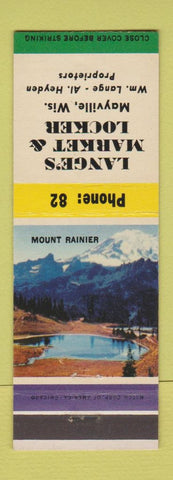 Matchbook Cover - Lange's Market Locker meat Mayville WI low phone #