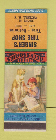 Matchbook Cover - Singer's Tire Shop Catskill NY low phone # oil gas
