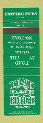 Matchbook Cover - Toad in the Hole Toronto ON