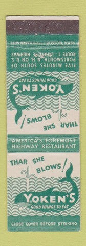 Matchbook Cover - Yoken's Restaurant Portsmouth NH whale
