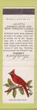 Matchbook Cover - Audubon's Cardinal Liberty National Bank Trust Louisville KY