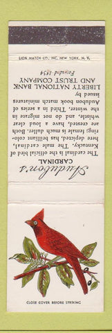 Matchbook Cover - Audubon's Cardinal Liberty National Bank Trust Louisville KY