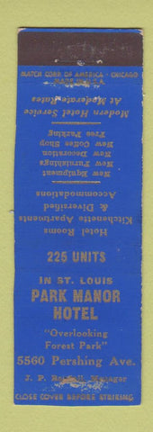 Matchbook Cover - Park Manor Hotel St Louis MO WEAR