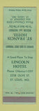 Matchbook Cover - St Francis Hotel St Louis MO Lincoln Hotel WEAR