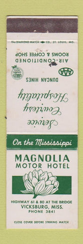 Matchbook Cover - Magnolia Motor Hotel Vicksburg MS