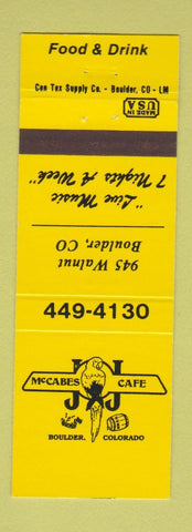 Matchbook Cover - McCabes Cafe Boulder Colorado parrot