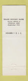 Matchbook Cover - Meadow Lark Wood Thrush Birds Miami Bank Cedarville OH