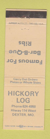 Matchbook Cover - Hickory Log BBQ Dexter MO