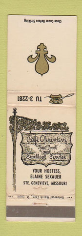 Matchbook Cover - Cafe Genevieve Ste Genevieve MO WEAR