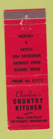 Matchbook Cover - Charlene's Country Kitchen Bethany MO Mobil oil gas