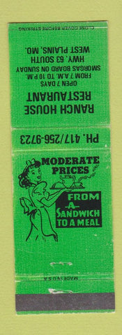Matchbook Cover - Ranch House Restaurant girlie West Plains MO WEAR