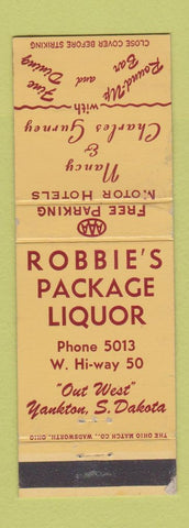 Matchbook Cover - Robbie's Package Liquor Yankton SD WEAR