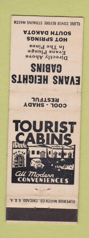 Matchbook Cover - Evans Heights Cabins Hot Springs SD