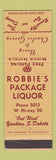 Matchbook Cover - Robbie's Package Liquor Yankton SD Motor Hotels