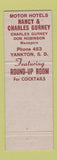 Matchbook Cover - Robbie's Package Liquor Yankton SD Motor Hotels
