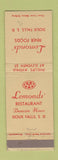 Matchbook Cover - Lemonds' Restaurant Sioux Falls SD