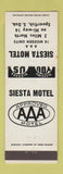 Matchbook Cover - Siesta Motel Spearfish SD