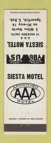 Matchbook Cover - Siesta Motel Spearfish SD