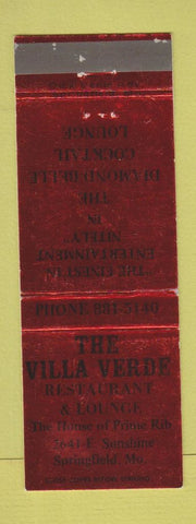 Matchbook Cover - Villa Verde Restaurant Springfield MO