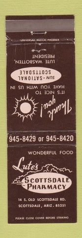 Matchbook Cover - Lute's Scottsdale Pharmacy AZ