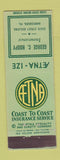Matchbook Cover - AETNA Insurance George Hoopy Harrisburg PA