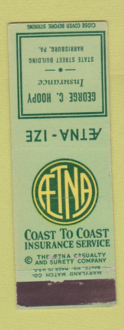 Matchbook Cover - AETNA Insurance George Hoopy Harrisburg PA