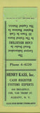 Matchbook Cover - Henry Kass Cash Register Systems Albany NY PRINTING ERROR?