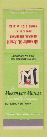 Matchbook Cover - Merchants Mutual Insurance Alexander Arnold Avoca NY