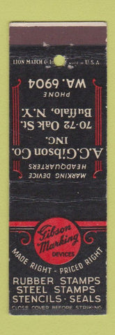 Matchbook Cover - Gibson Marking Devices Stamps Seals Stencils Buffalo NY
