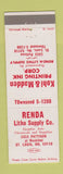 Matchbook Cover - Renda Litho Supply St Louis MO Kohl Madden Printing Ink