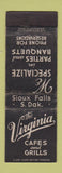 Matchbook Cover - Virginia Cafe Grill Sioux Falls SD WEAR