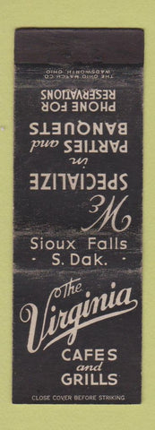 Matchbook Cover - Virginia Cafe Grill Sioux Falls SD WEAR