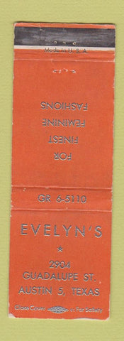 Matchbook Cover - Evelyn's Women's Clothes Austin TX WORN