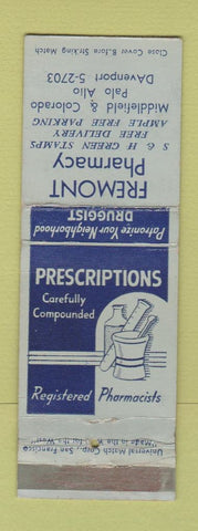 Matchbook Cover - Fremont Drug Palo Alto CA WEAR
