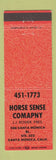 Matchbook Cover - Horse Sense Company Santa Monica CA