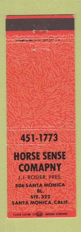 Matchbook Cover - Horse Sense Company Santa Monica CA