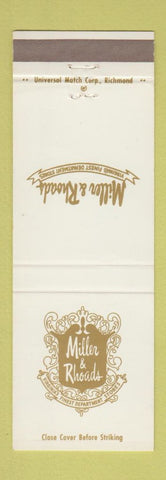 Matchbook Cover - Miller & Rhoads Department Stores VA Virginia
