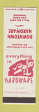 Matchbook Cover - Downtown Hardware Oak Ridge TN
