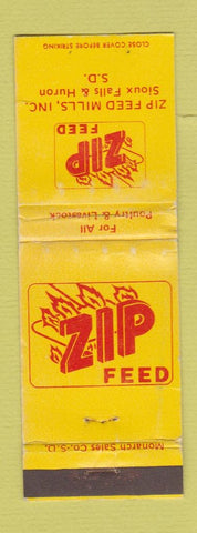 Matchbook Cover - Zip Feed Mills Sioux Falls Huron SD WORN