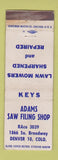 Matchbook Cover - Adams Saw Filing Shop Denver Colorado WEAR