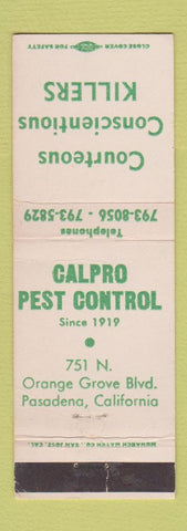 Matchbook Cover - Calpro Pest Ccontrol Pasadena CA WEAR