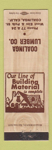 Matchbook Cover - Coalinga Lumber CA low phone #