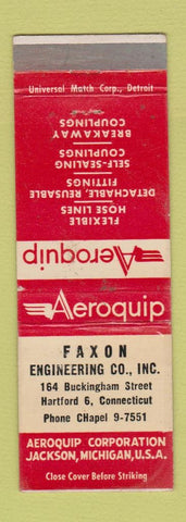 Matchbook Cover - Aeroquip Auto PARts Faxon Engineering Hartford CT WEAR
