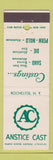 Matchbook Cover - Anstice Cast Perm Mold Rochester NY Castings