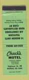 Matchbook Cover - Chuck's Motel Hurdo SD WEAR
