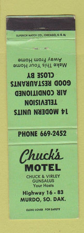 Matchbook Cover - Chuck's Motel Hurdo SD WEAR